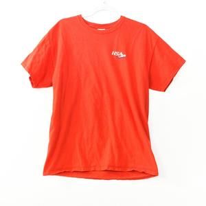 Gildan Mens Red T-Shirt HSA Chest Print Cotton Short Sleeve Round Neck Size L